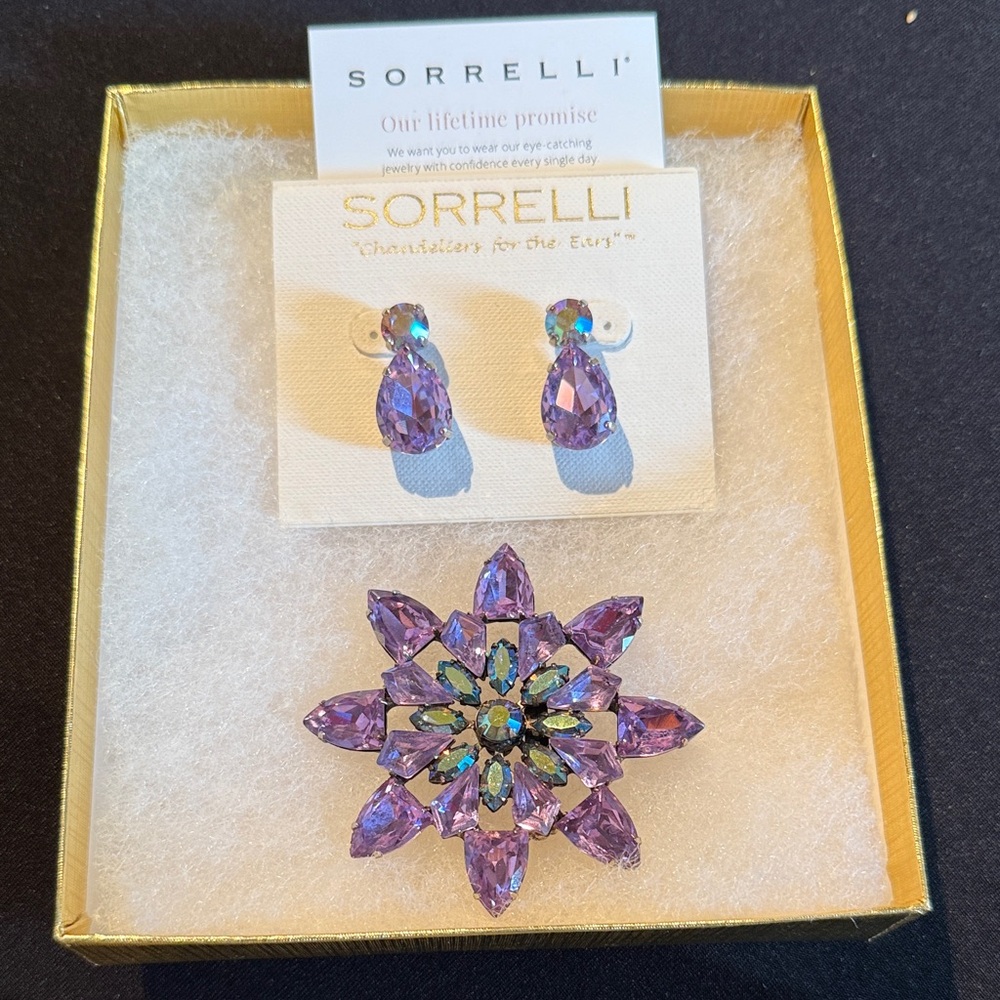 Sorrelli Lavender and Teal Crystal Earrings Set